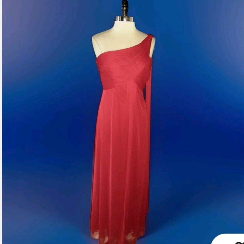 NEW ALEX evening formal long chiffon Elegant Red One-Shoulder Dress size 6